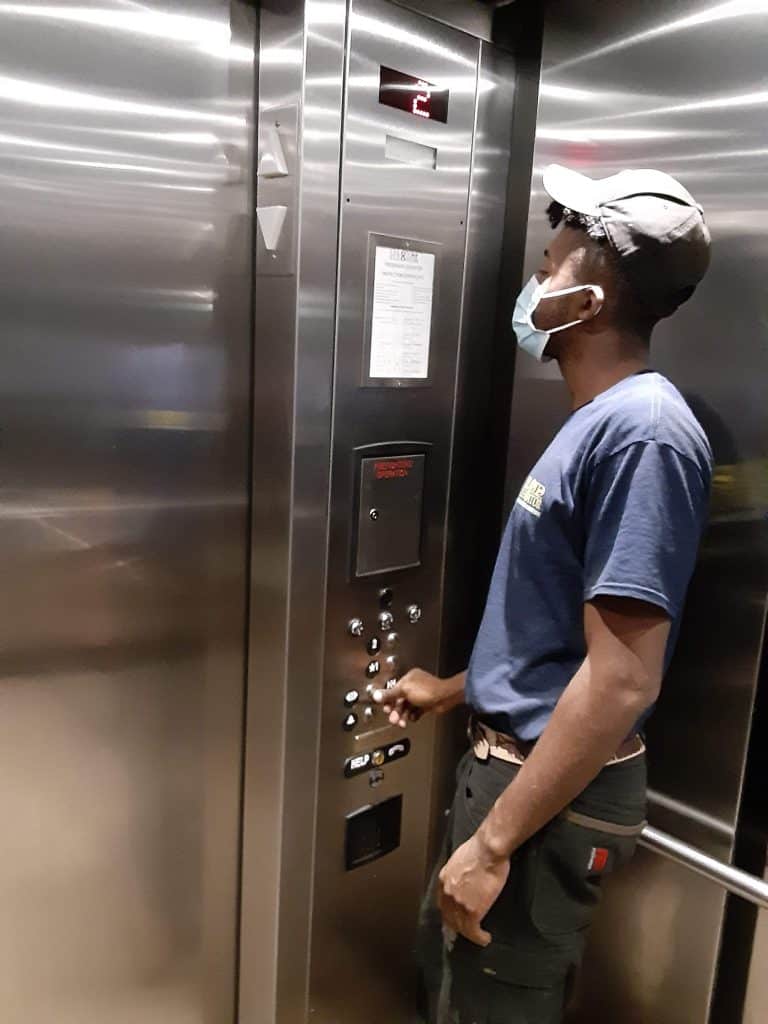 Our company elevator Installers on routine maintenance.